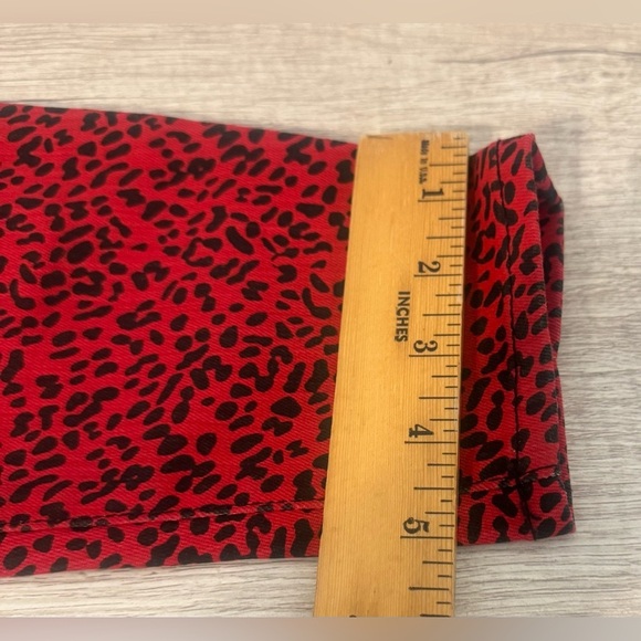 Alice + Olivia Good High Rise Ankle Skinny Jeans Red Leopard Funky Rock Size 28 - Picture 7 of 11